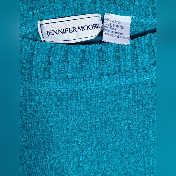 Vintage 1980's Jennifer Moore Chunky Knit Pullover Sweater Rich Green Sz LG - Picture 2 of 4